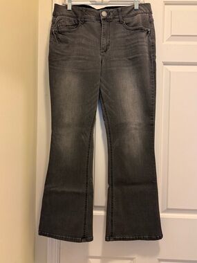 Democracy Ab-Solution Grey Flare Bootcut Jeans Size 12 Petite